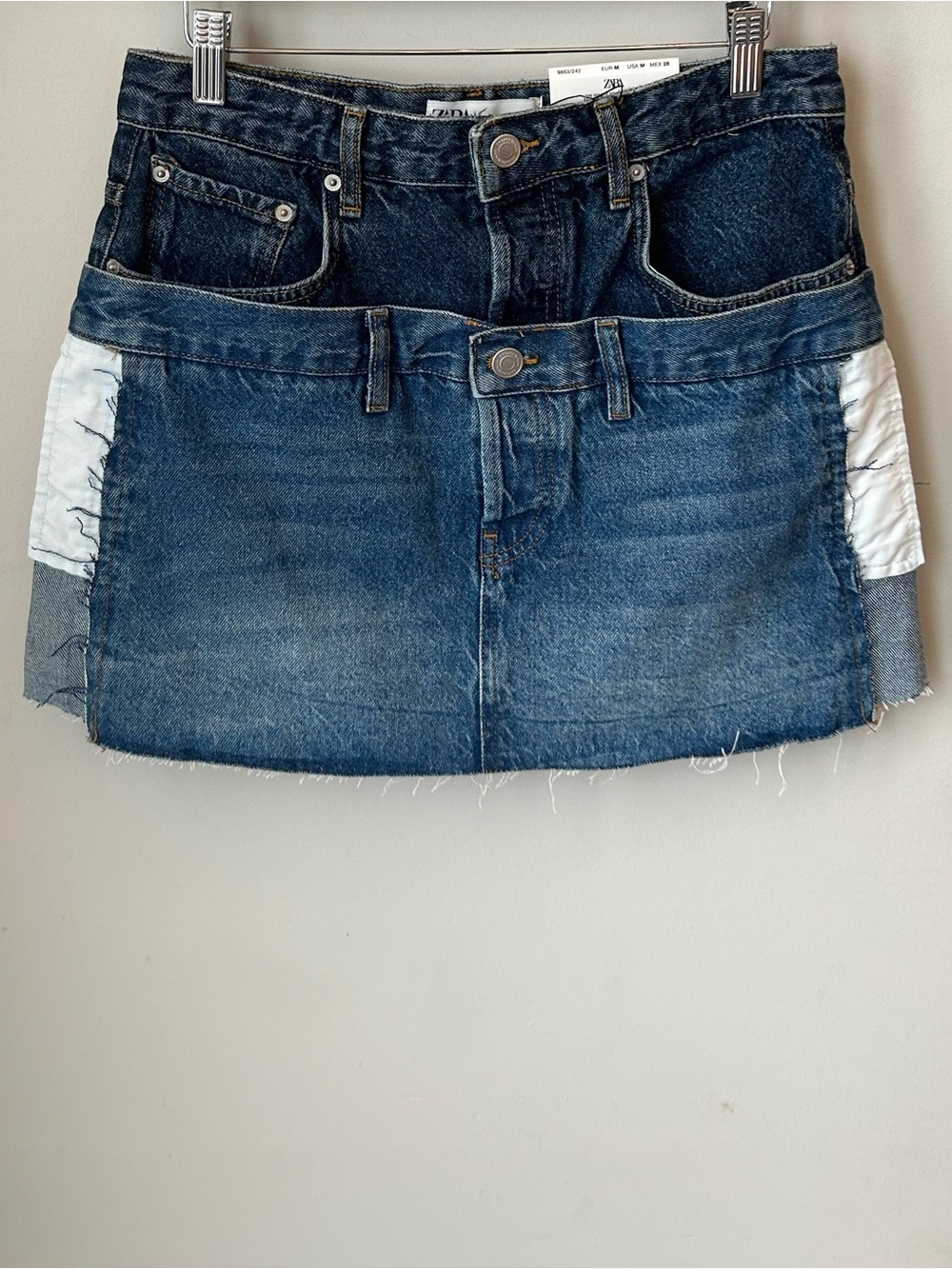 BNWT Zara Double Denim Mini Skirt Size M